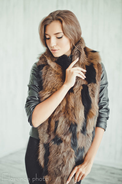 brown fox fur scarf UK