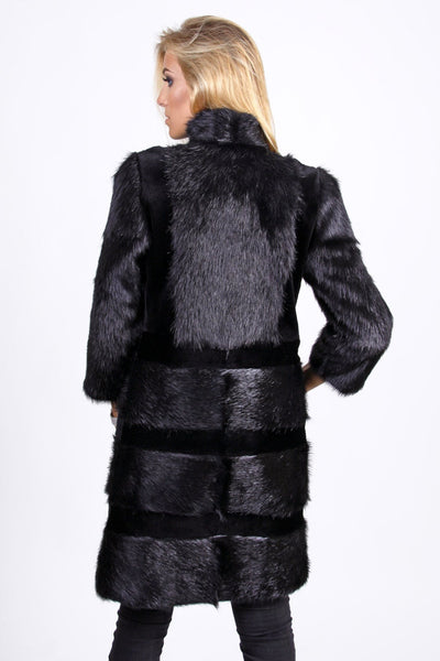 black nutria fur coat for women