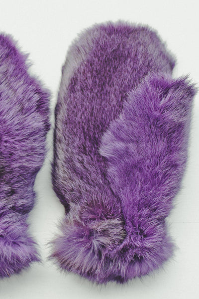 purple fur mittens