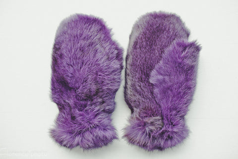 purple fur mittens