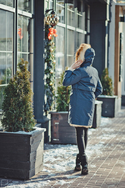 fur linded parka coat ladies