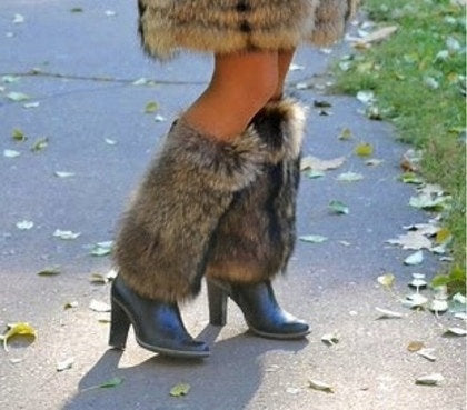 raccoon fur legwarmers unisex