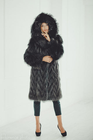 black raccoon fur coat for ladies