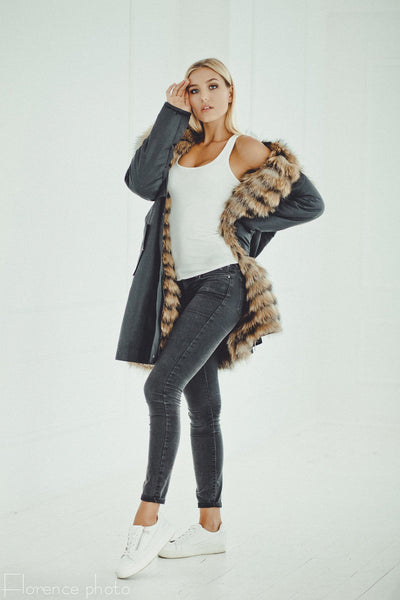 raccoon fur parka jacket