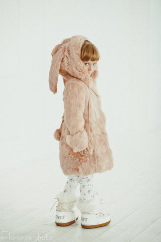 pink fur kids coat with ears 