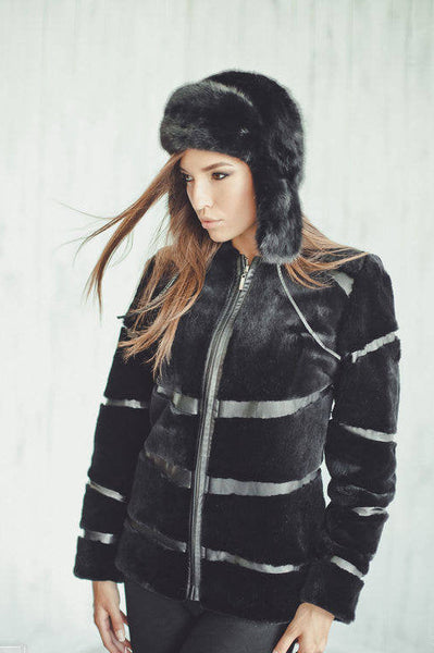 short black beaver fur jacket