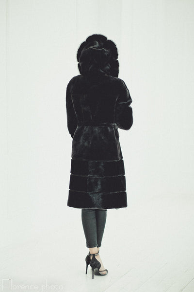 long black fur coat