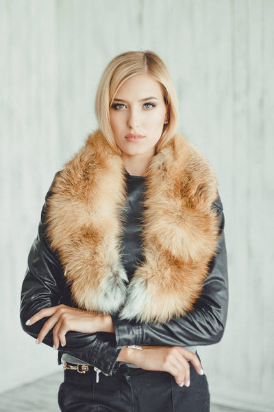 red fox fur collar scarf