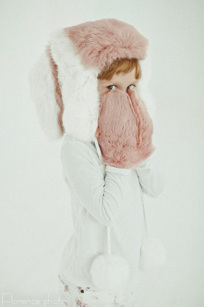 Pink Fur Gloves for Kids