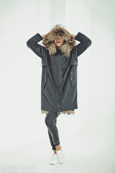 raccoon parka fur jacket ladies