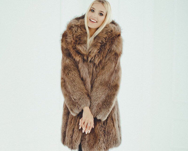 fox fur coat with hood