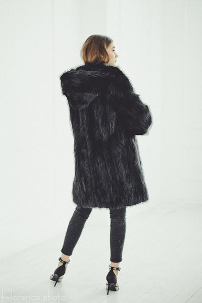 fur jacket with hood