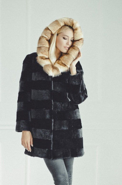 beaver fur jacket with hood