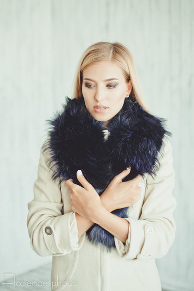 Black Raccoon Fur Collar