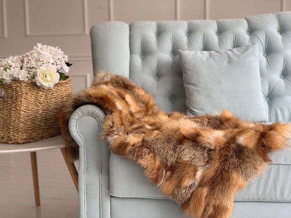 real fur blanket for sofa
