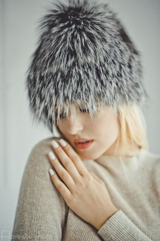 silver fox ladies fur hat russian ushanka