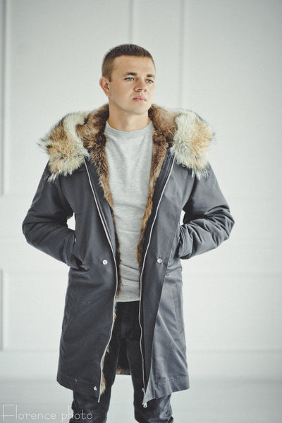 coyote fur parka jacket for men