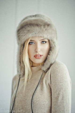 silver mink fur hat