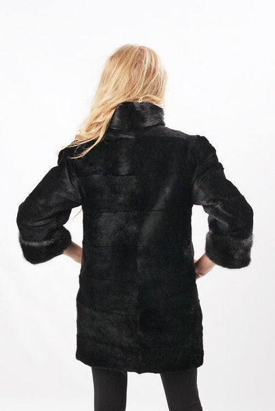 black fur jacket