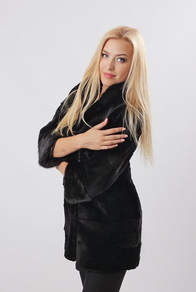 long beaver fur coat
