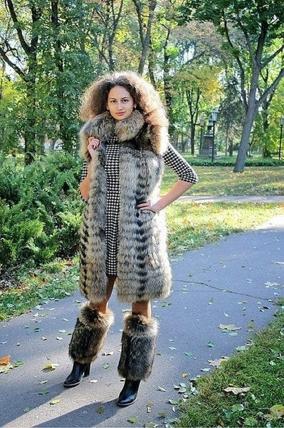 cheap raccoon fur legwarmers