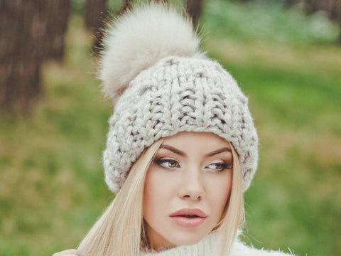 white fur pom pom for hat