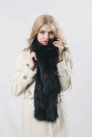 fox fur black scarf