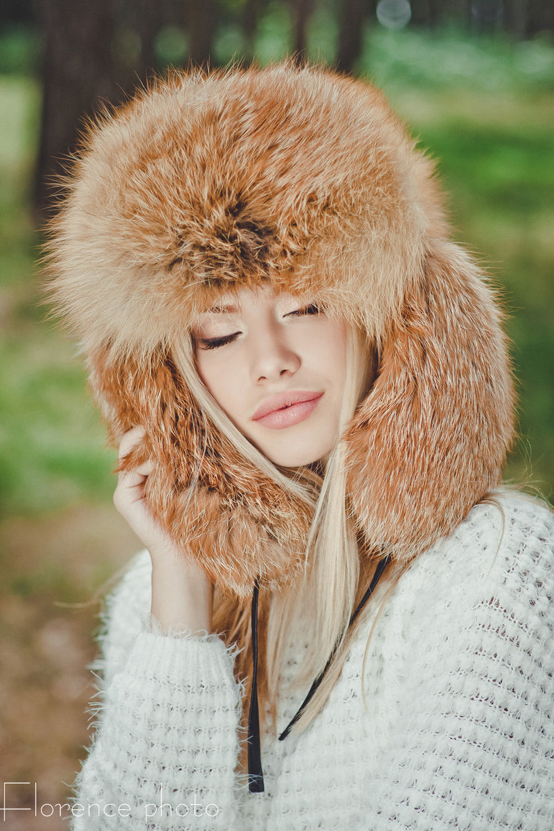 Red Fox Fox Fur Cap Red Fox Fur Hat