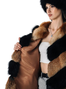 Black and Red Fox Fur Women's Coat