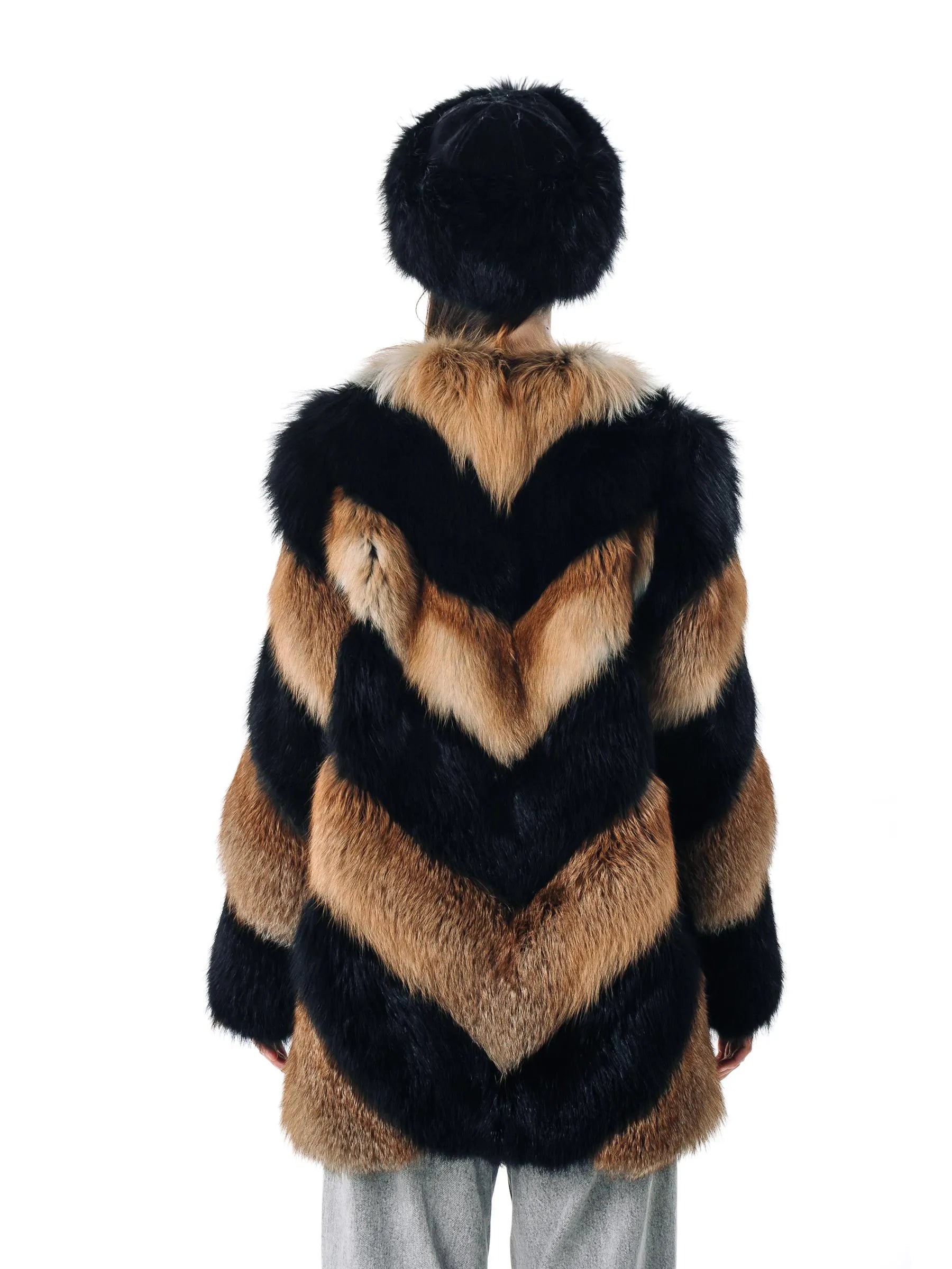 Black Fox Fur Roller Hat