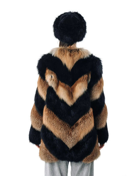 Black and Red Fox Fur Women's Coat