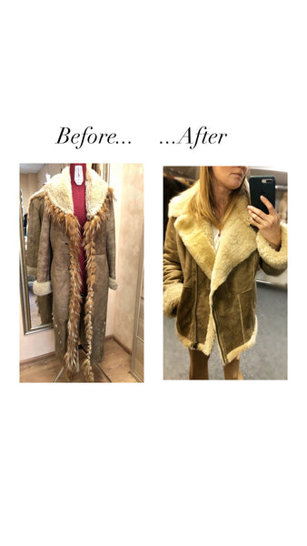 Handcrafted fur aviator jacket from vintage fur