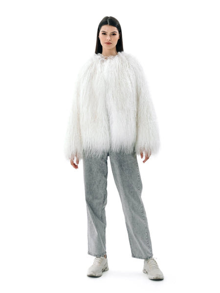 White Genuine Fur Women's Jacket