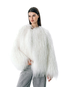 White Genuine Fur Women's Jacket