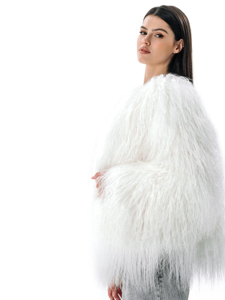 White Genuine Fur Women's Jacket