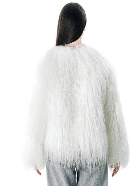 White Genuine Fur Women's Jacket