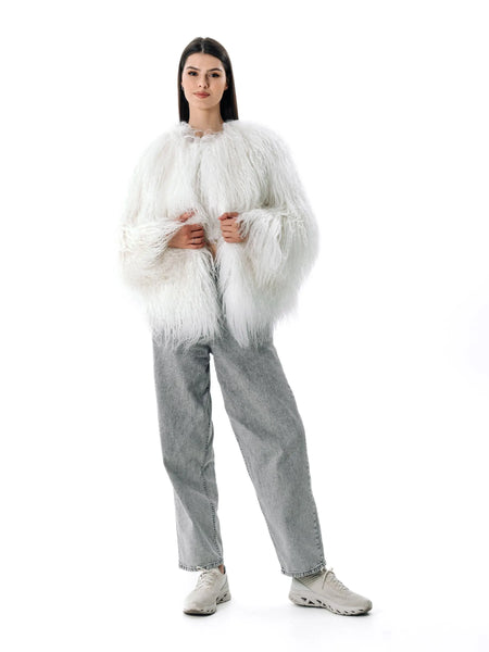 White Genuine Fur Women's Jacket