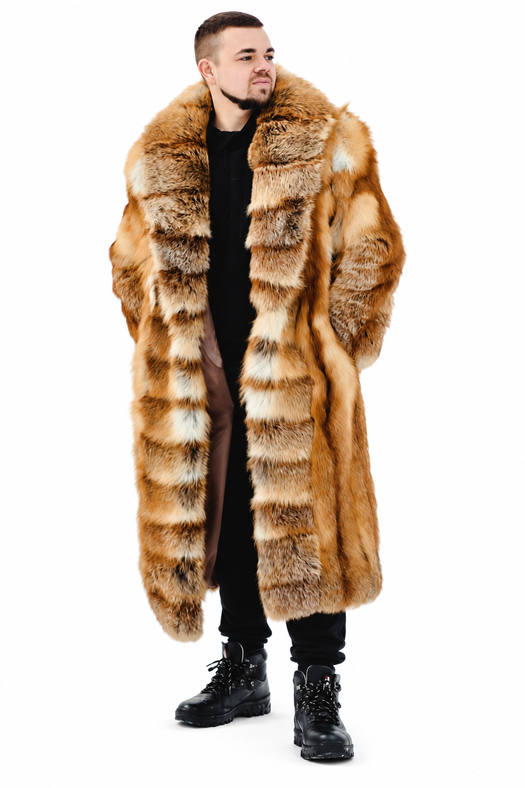 Fox Fur Long Coat for Men