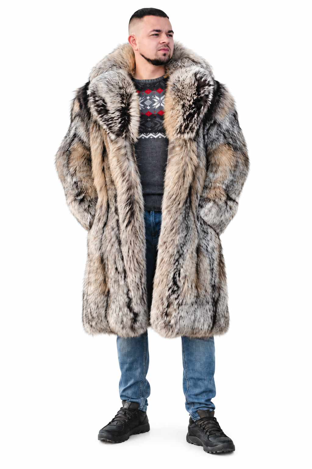 Silver Fox Long Fur Coat