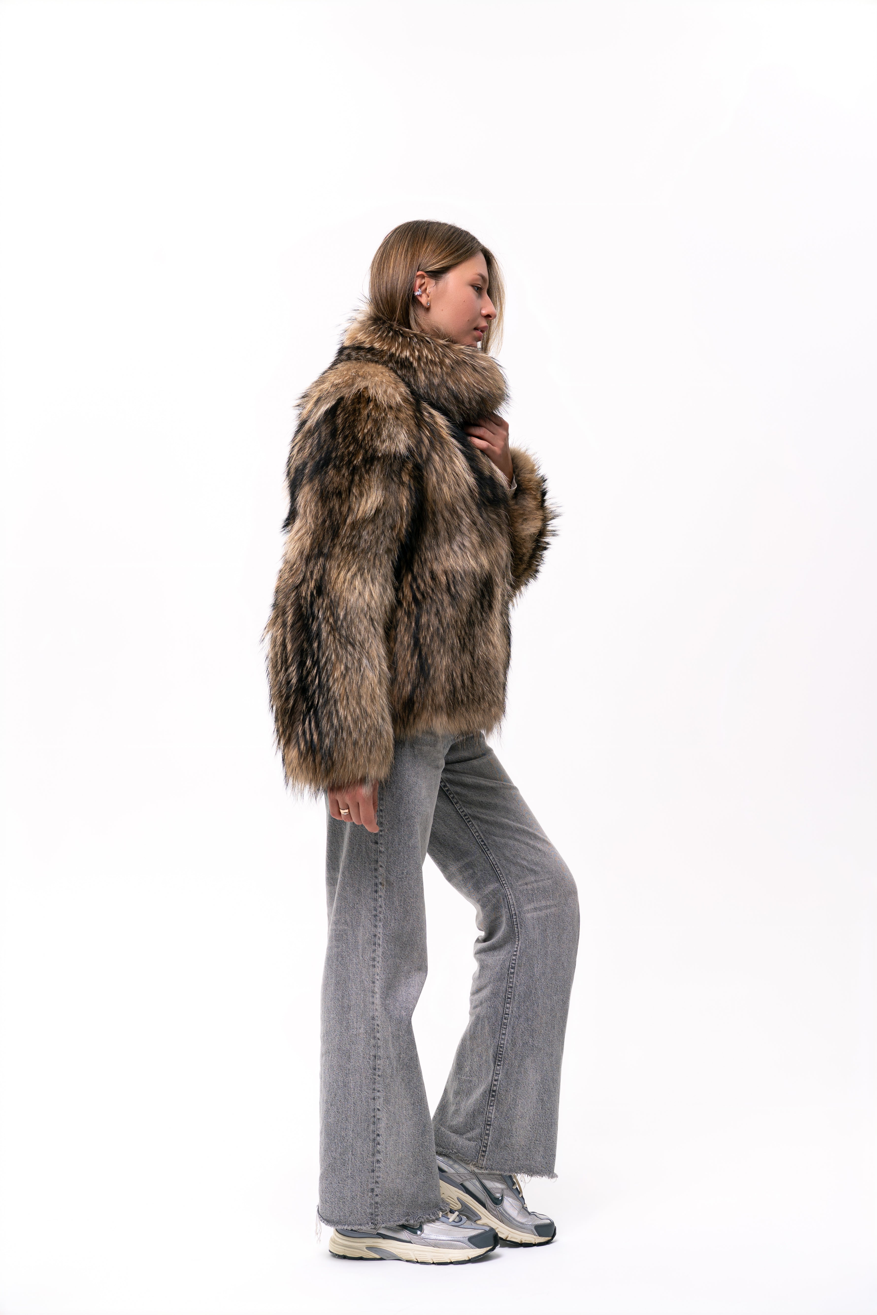 Short Raccoon Fur Jacket
