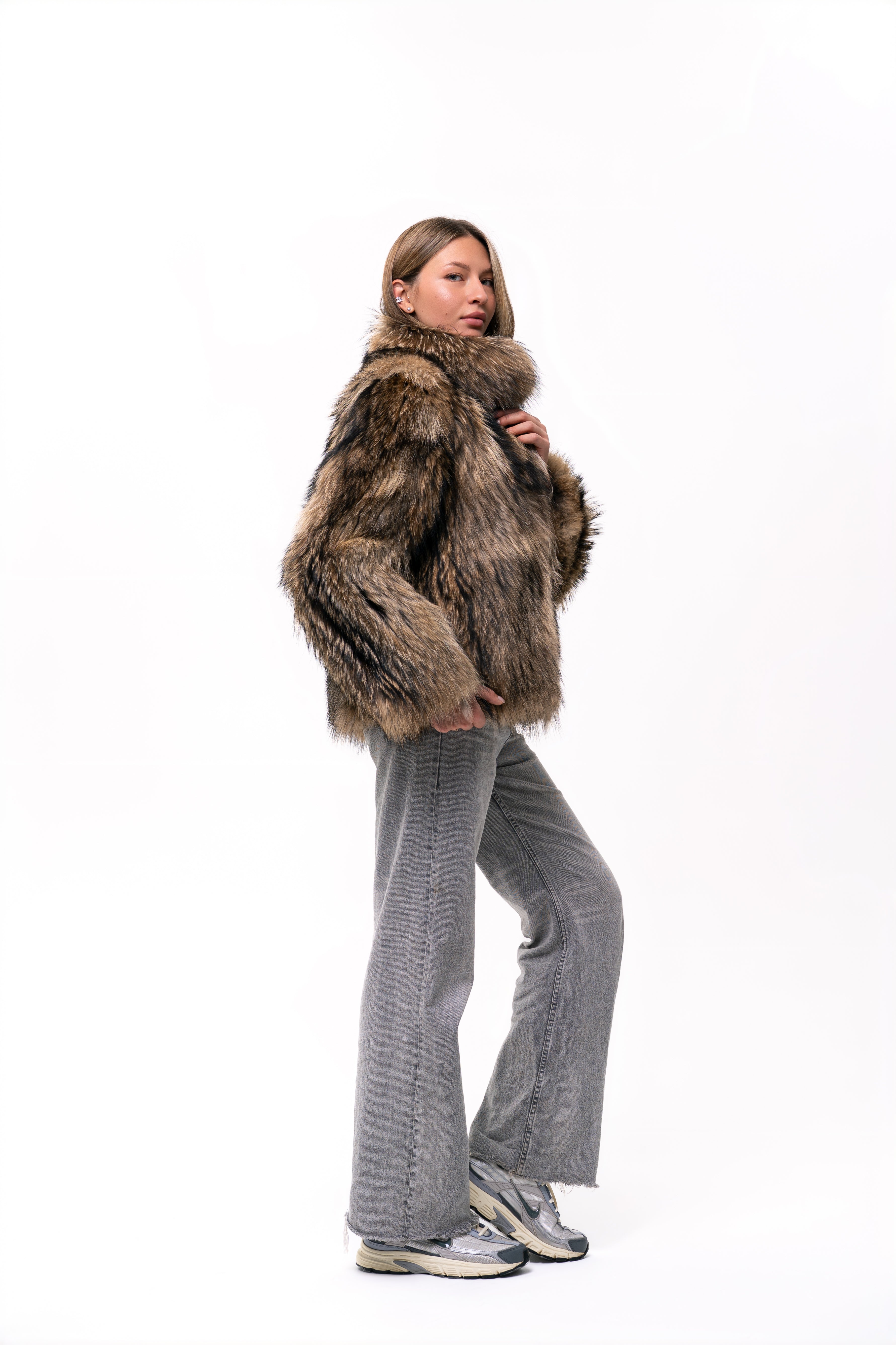 Short Raccoon Fur Jacket