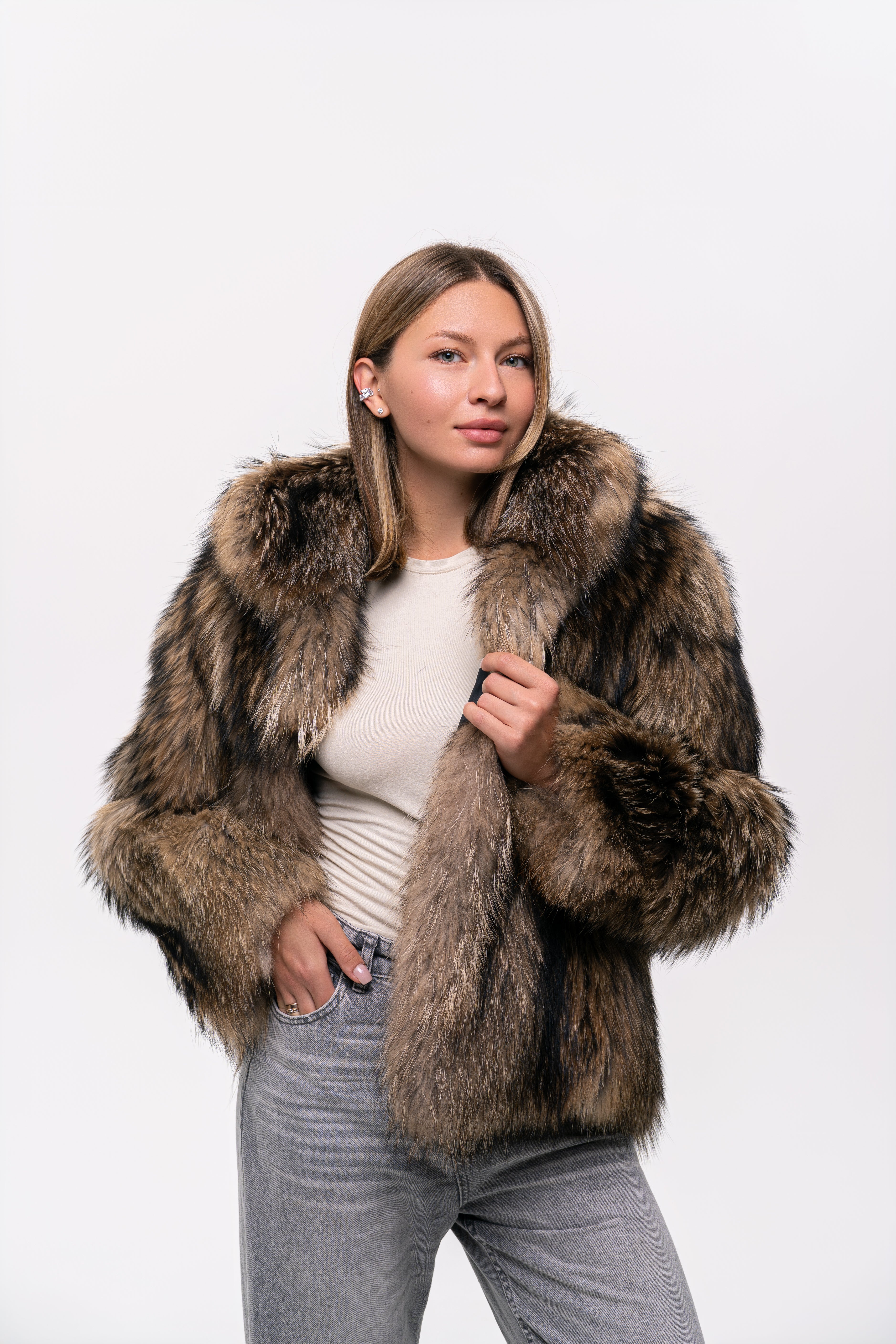 Short Raccoon Fur Jacket