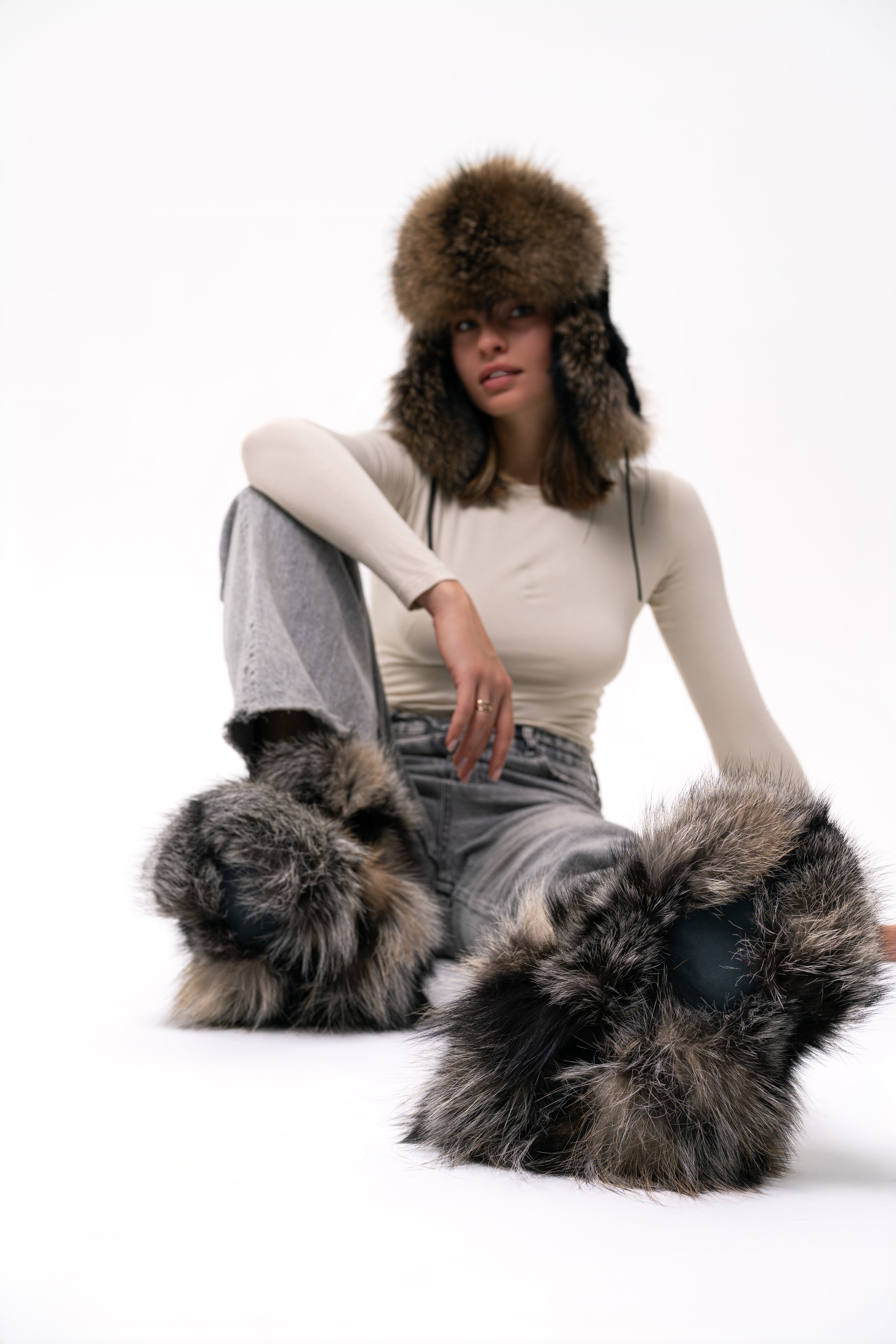 Silver Fox Fur Boots