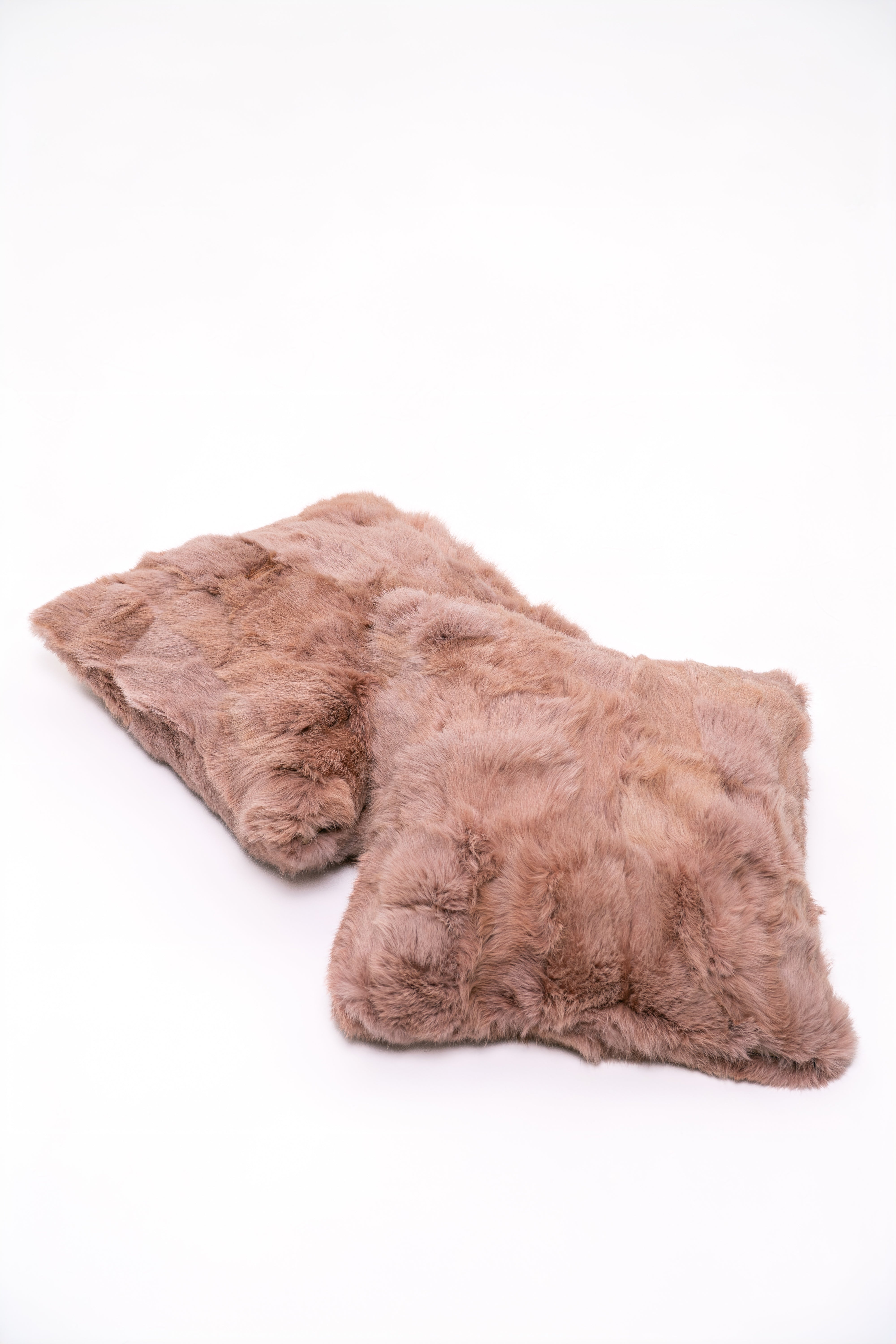 Set of 2 Pink Rabbit Fur Pillows