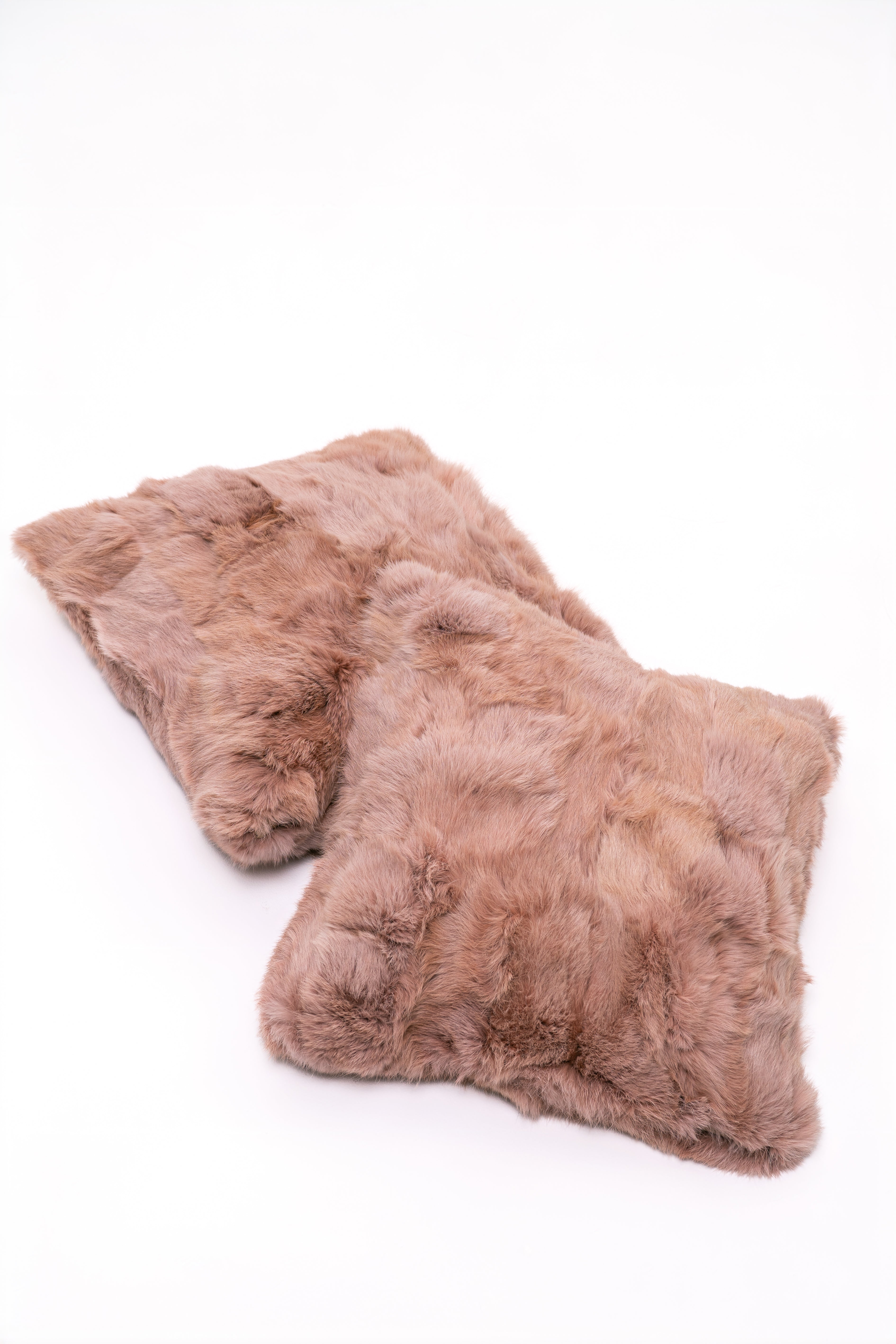 Set of 2 Pink Rabbit Fur Pillows