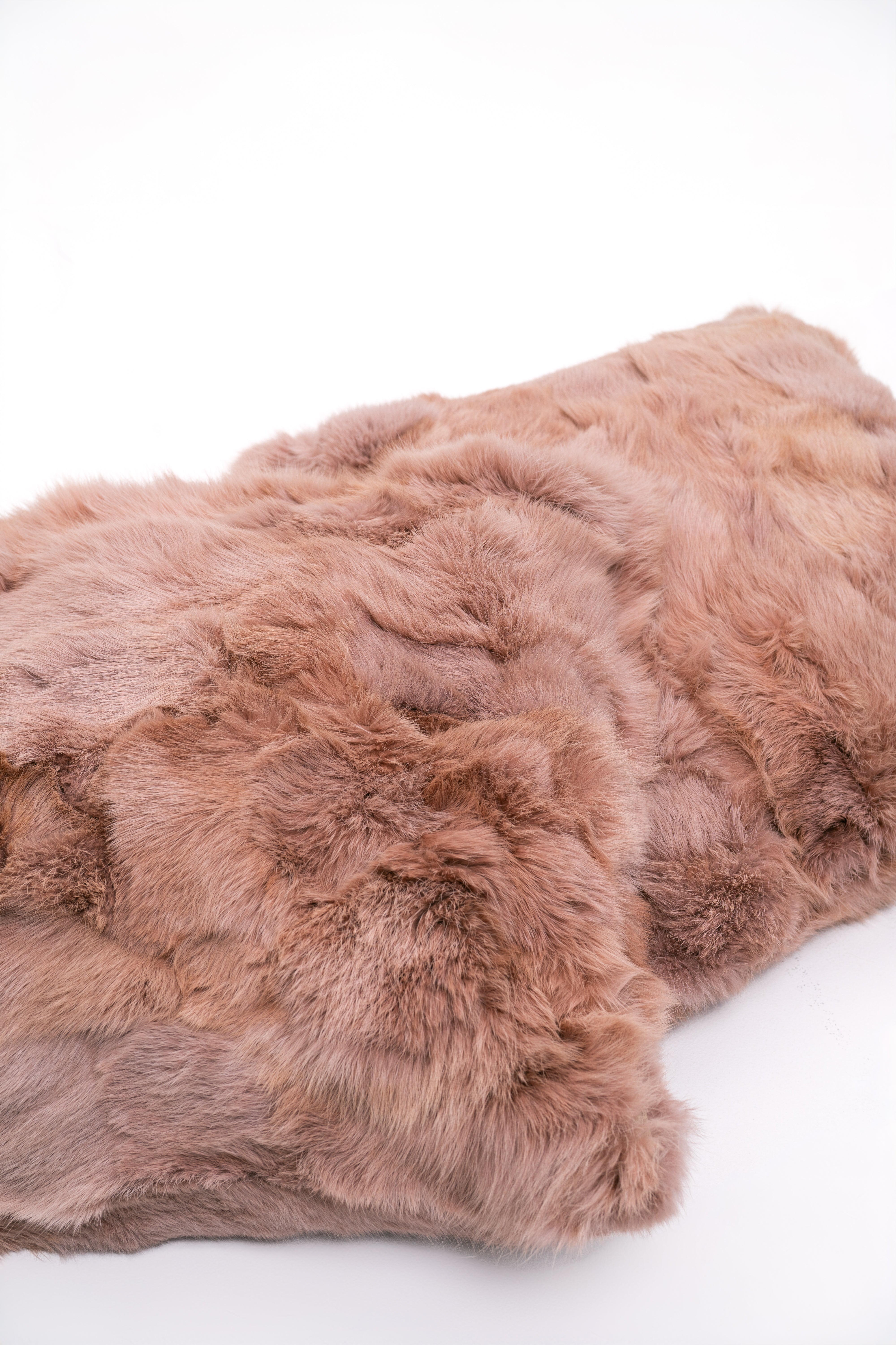 Set of 2 Pink Rabbit Fur Pillows