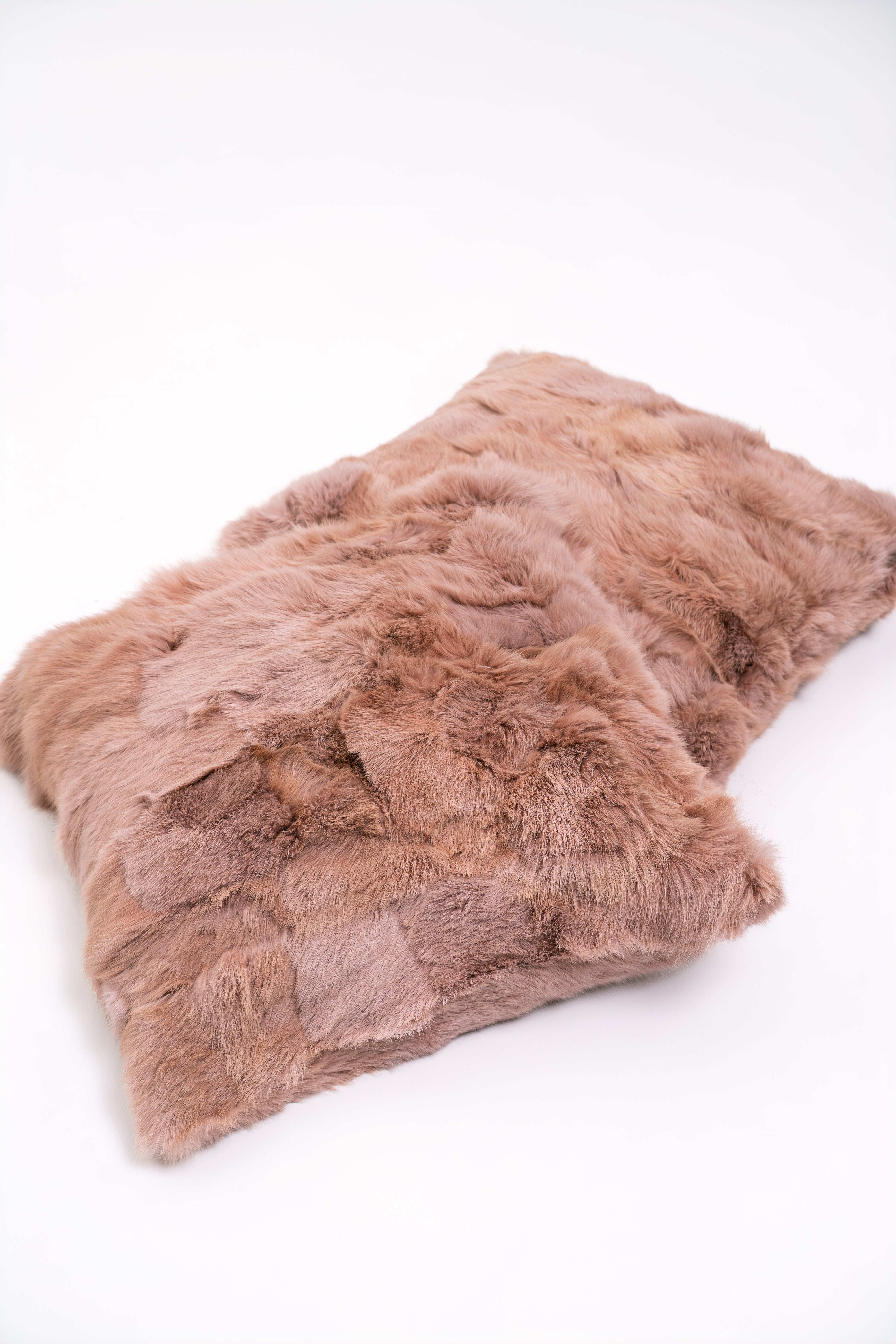Set of 2 Pink Rabbit Fur Pillows