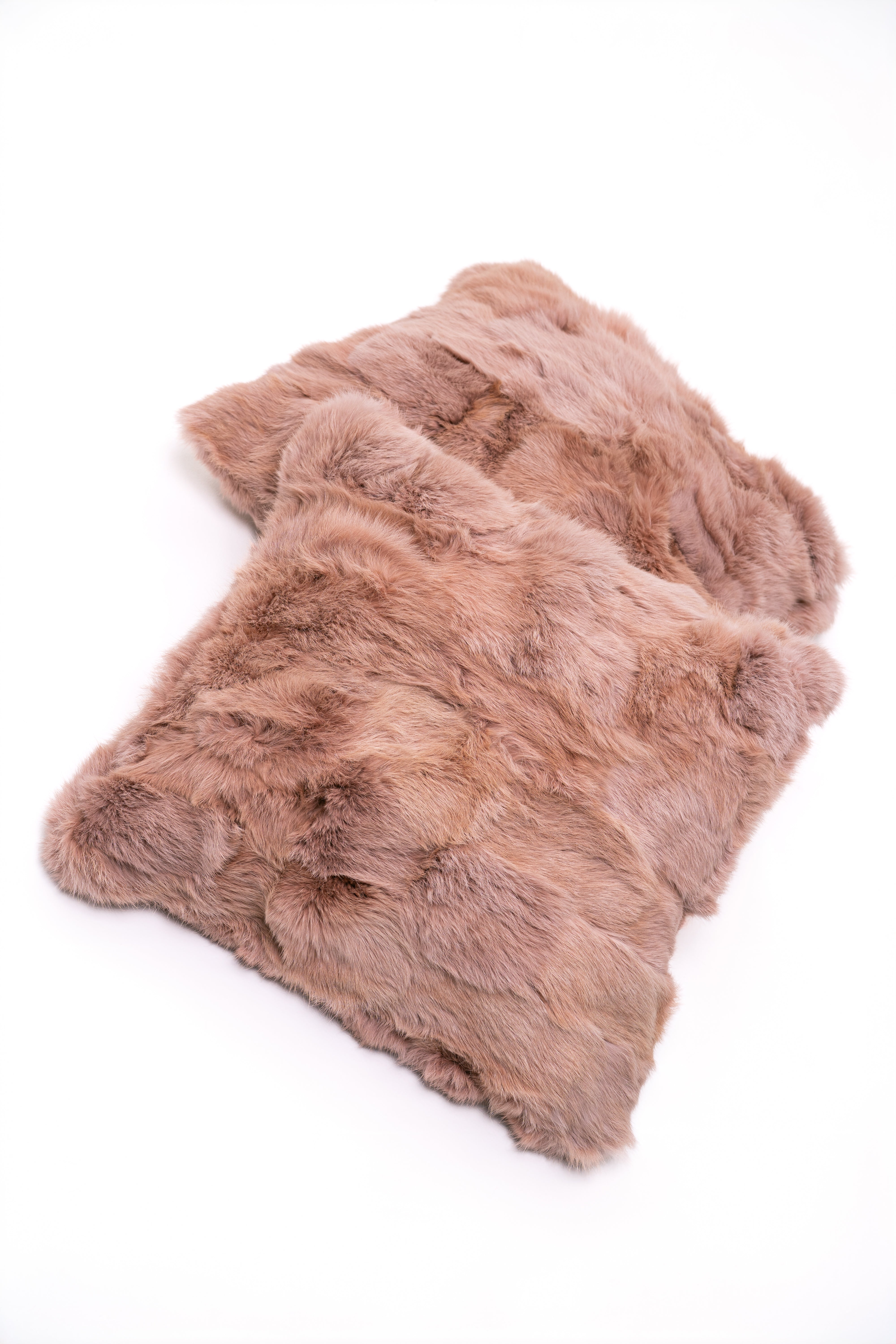 Set of 2 Pink Rabbit Fur Pillows