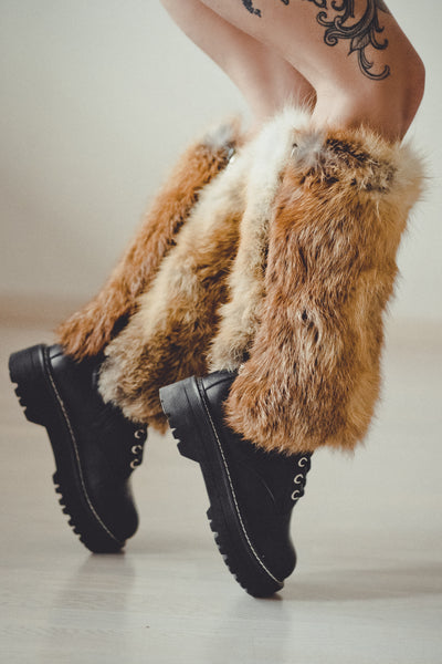 Raccoon Fur Leg Warmers