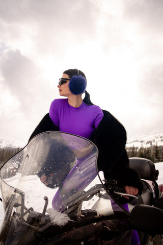 Rabbit Fur Earmuffs - Purple
